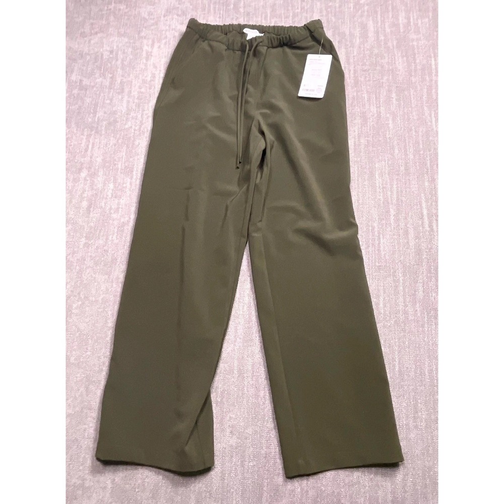 Athleta Mvp Snap Pant Womens XS Olive Green Wide Leg Mid Rise Drawstring NWT
